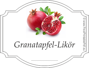 Etiketten für Granatapfel-Likör