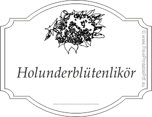 Gratis Etiketten für Holunderblütenlikör zu drucken