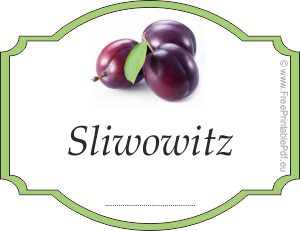 Etiketten Sliwowitz frei