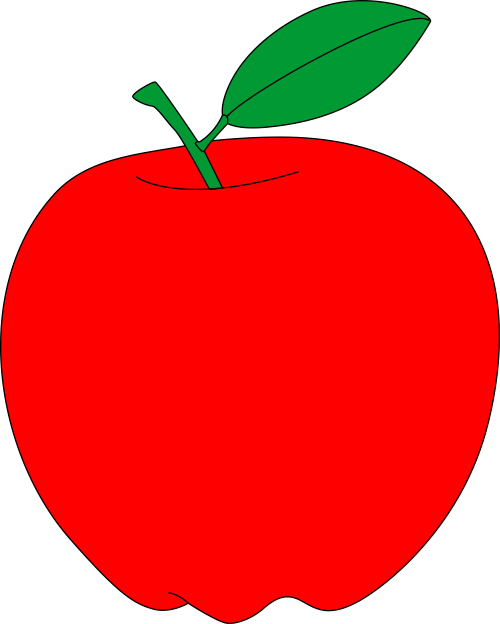 red apple with green leaf free vector clipart
