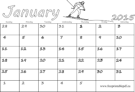 January 2015 printable calendar for kids