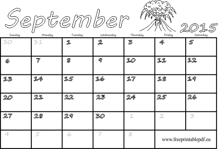September 2015 printable calendar blank