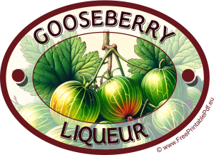 Homemade Gooseberry Liqueur Labels for Print