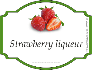 Homemade strawberry liqueur label