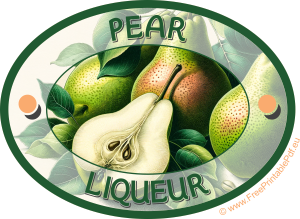 Homemade Pear Liqueur Labels for Print