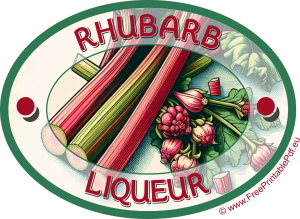 Homemade Rhubarb Liqueur Labels for Print