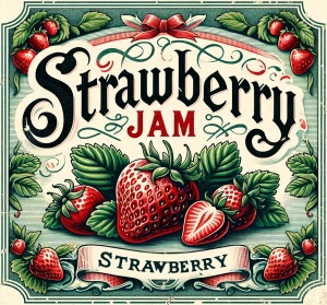 Strawberry Jam Homemade Label elegant vintage style