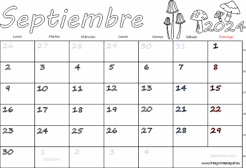 septiembre 2024 del calendario con los festivos