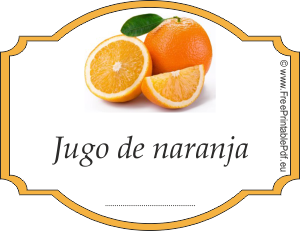Etiqueta de jugo de naranja por frascos y botellas