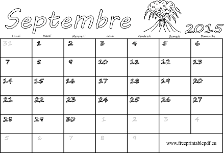 Septembre 2015 calendrier à imprimer vierge