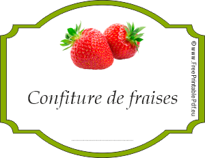  l'étiquette pour la confiture de fraises