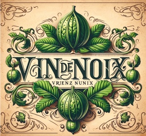 Étiquette maison de Vin de Noix en style vintage élégant