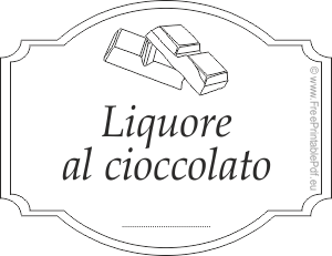 etichette dei liquori al cioccolato