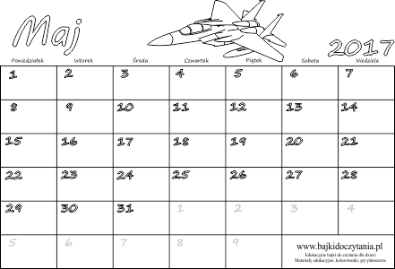 Kalendarz do wydrukowania maj 2017