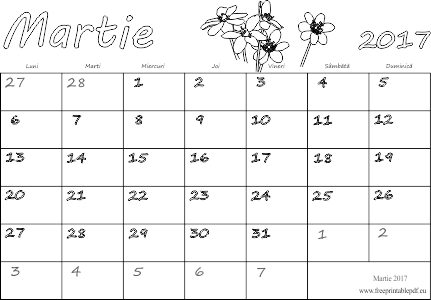 Calendarul pentru luna martie 2017 pentru copii