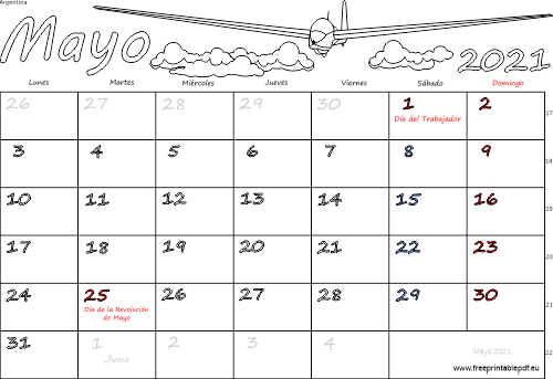 mayo 2021 del calendario con los festivos