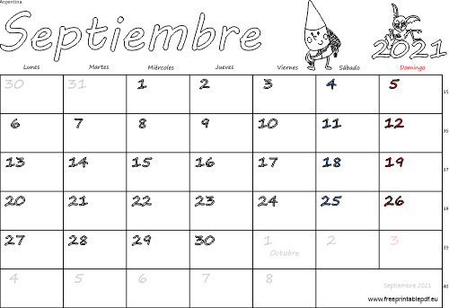 septiembre 2021 del calendario con los festivos
