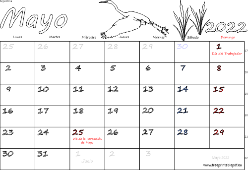 mayo 2022 del calendario con los festivos