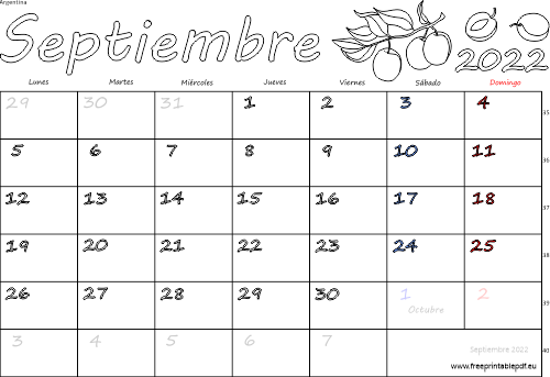 septiembre 2022 del calendario con los festivos