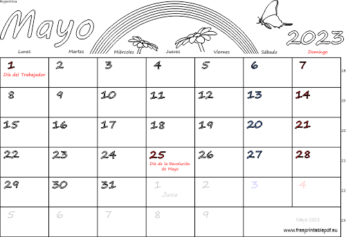 mayo 2023 del calendario con los festivos