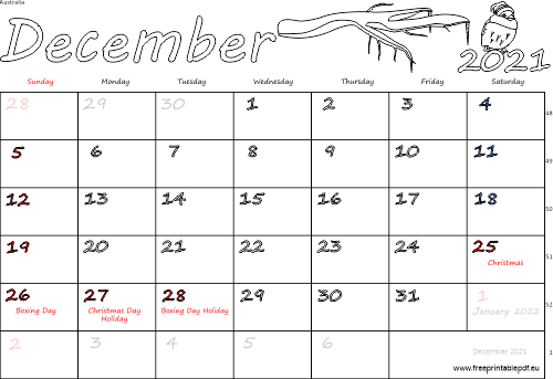 December 2021 holidays and week numbers