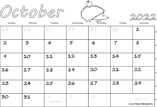 October 2022 blank calendar