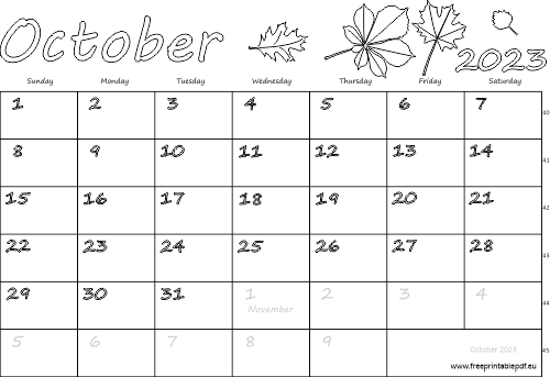 October 2023 blank calendar