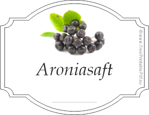 Etiketten für Aroniasaft