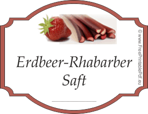 Erdbeer-Rhabarber Saft Etikett für Gläser und Flaschen