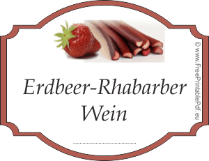 Erdbeer-Rhabarber Wein Etikett für Gläser und Flaschen