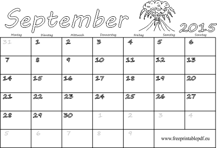 September 2015 druckbare Kalender blank