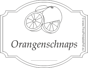 Gratis Etiketten für orangenschnaps zu drucken