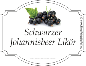 Etiketten für Schwarzer Johannisbeer Likör