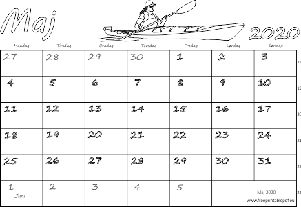 Kalender for maj måned 2020 downloade