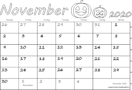 Kalender for november måned 2020 downloade