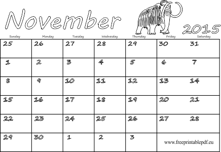 November 2015 printable calendar blank