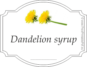 Dandelion syrup label