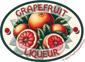 Vintage-style label for homemade Grapefruit Liqueur