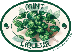 Homemade Mint Liqueur Labels for Print