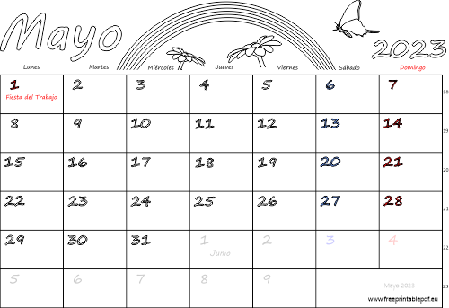 mayo 2023 del calendario con los festivos