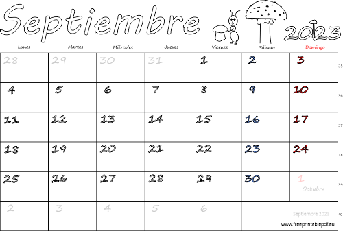 septiembre 2023 del calendario con los festivos