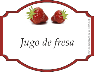 Etiqueta de jugo de fresa por frascos y botellas