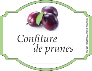l'étiquette pour la confiture de prunes