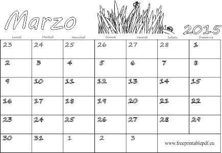 Marzo 2015 calendario stampabile per bambini
