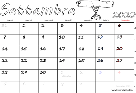 settembre 2020 calendario con le feste