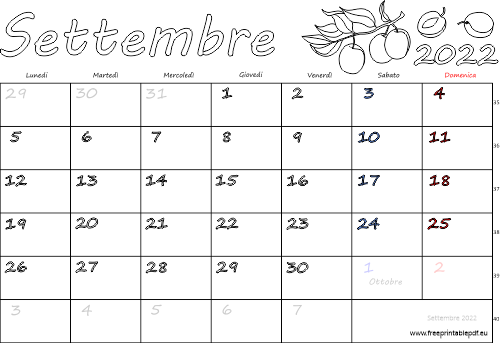 settembre 2022 calendario con le feste