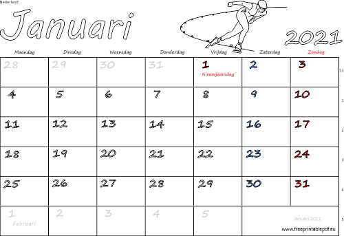 Download kalender voor januari 2021 feestdagen 