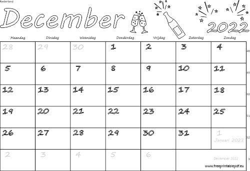 Gratis kalender december 2022 afdruk