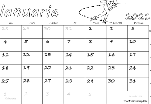 Calendarul pentru luna ianuarie 2021 pentru copii