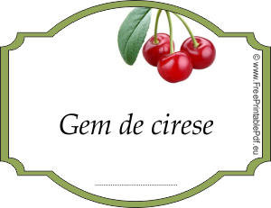 Eticheta de casă gem de cirese pentru borcane